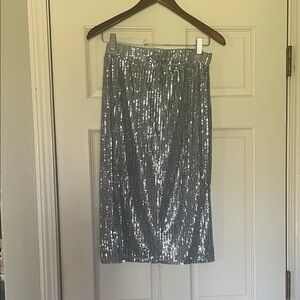 Love and Luxe—Sequined Silver Pencil Skirt